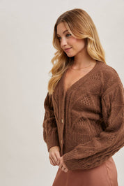 Button Down Knit Sweater Cardigan