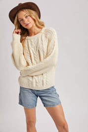 Crewneck Cable Knit Sweater