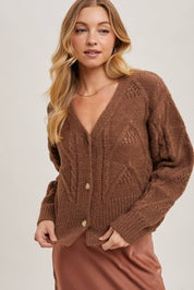 Button Down Knit Sweater Cardigan