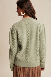 Floral Cable Knit Sweater