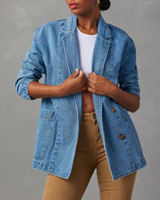 Washed Blue Denim Blazer