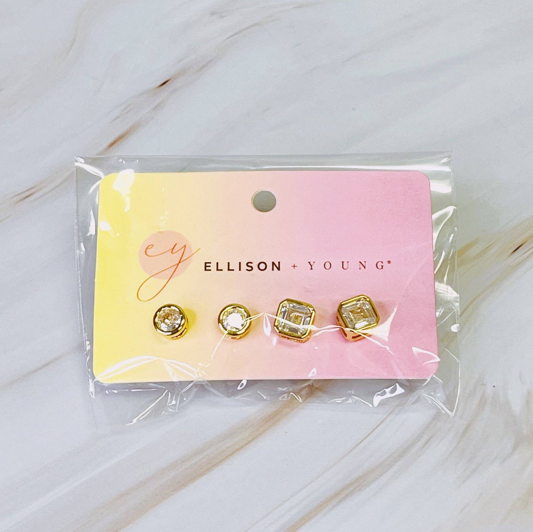 Bella Bezel Stud 2 Pack Earrings