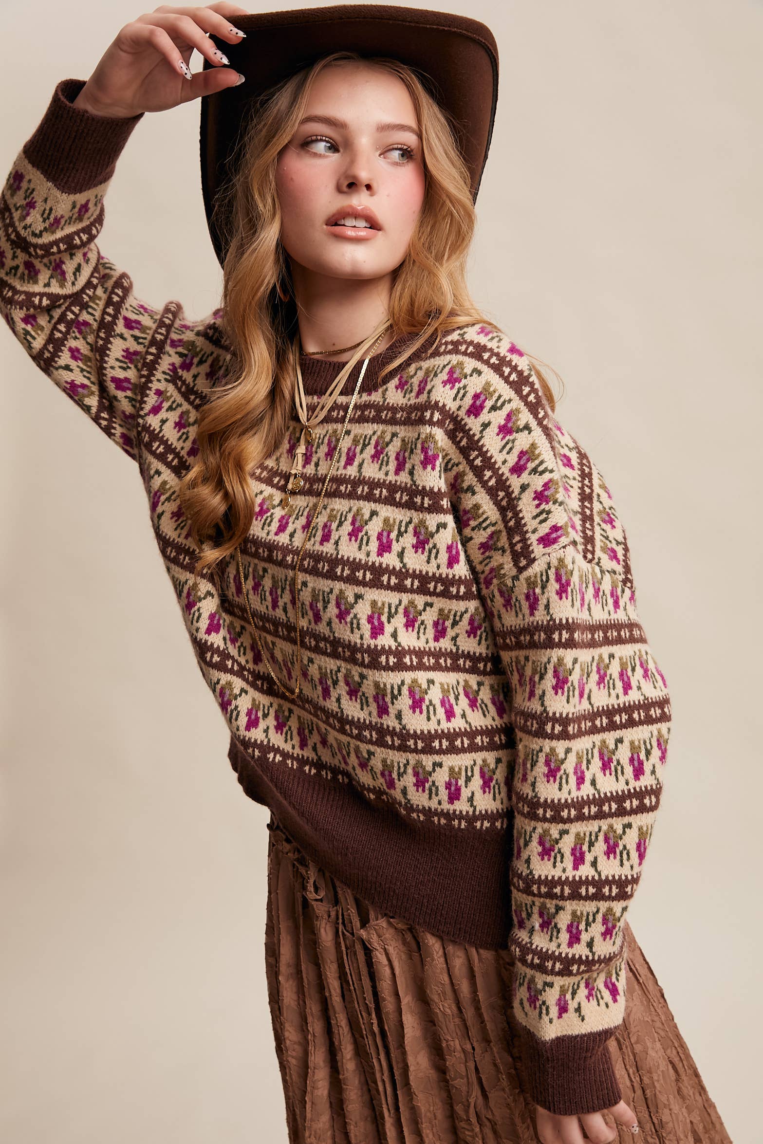 Western Jacquard Knit Sweater