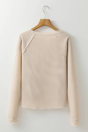 Textured Round Neck Long Sleeve Top