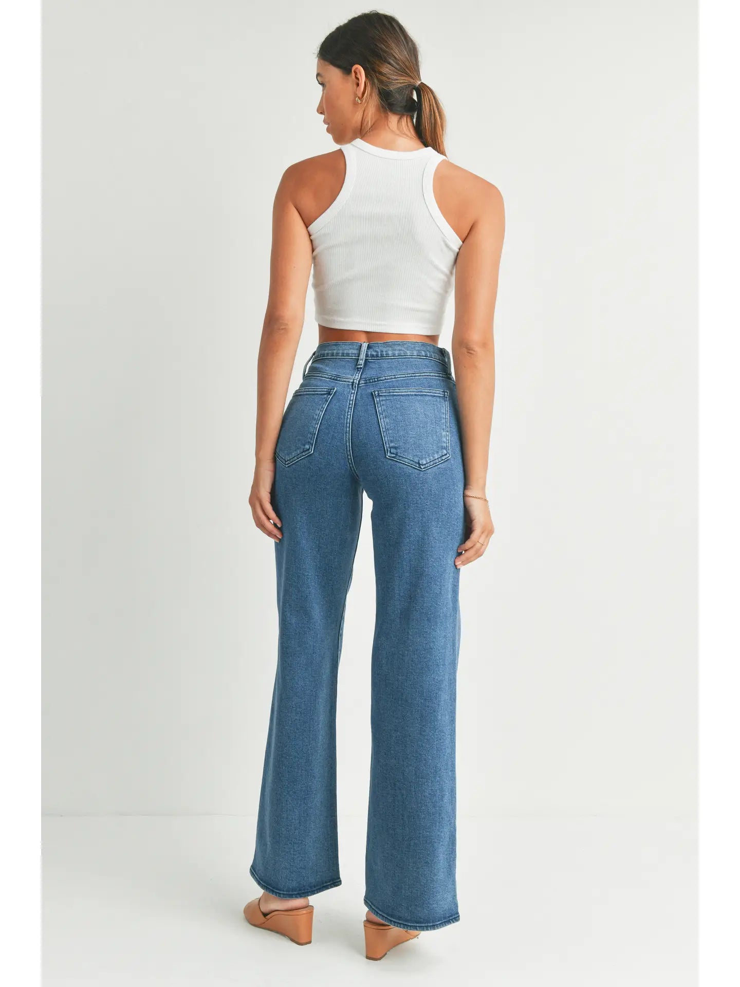 Just Black Denim Palazzo Jeans – Medium Wash Wide-Leg Jeans