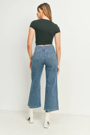 Just Black Denim Medium Patch Pocket Wide Leg Jean