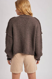 Cropped Popcorn Knit Sweater Cardigan