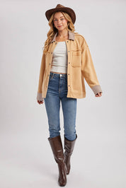 Button Down Cotton Fleece Barn Jacket