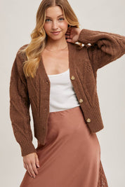 Button Down Knit Sweater Cardigan