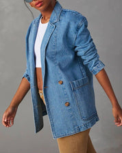 Washed Blue Denim Blazer