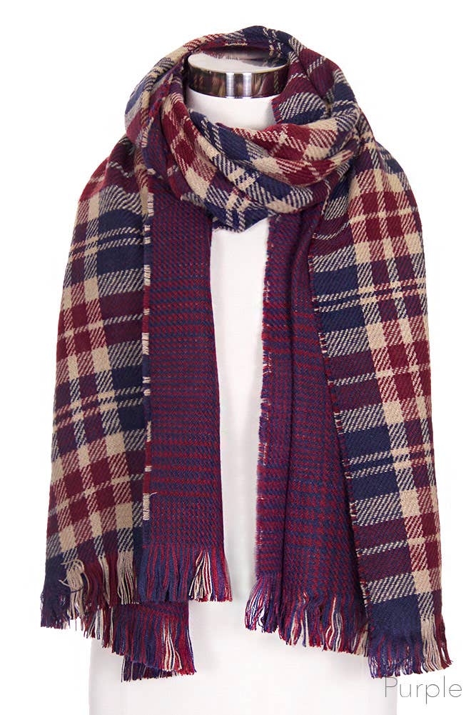 Reversible Check Pattern Winter Scarf
