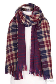 Reversible Check Pattern Winter Scarf