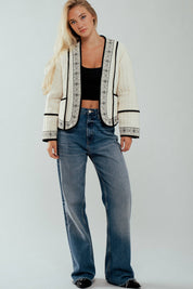 Boho Embroidered Quilted Western Cropped Jacket