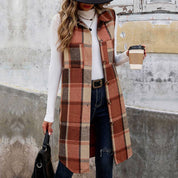 Sleeveless Plaid Vest Cardigan