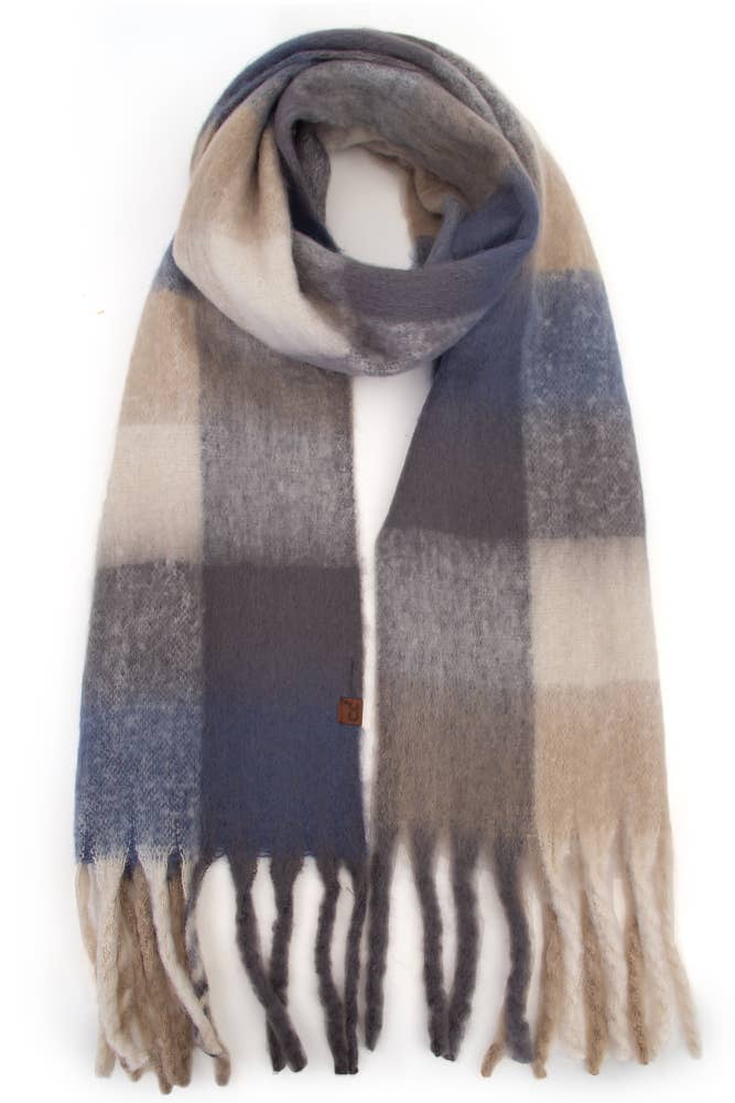 C.C Multi Color Block Plaid Woven Scarf