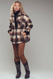 Oversized Sherpa Lined Plaid Shacket