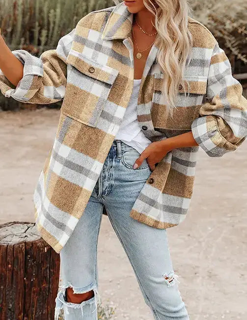 Classic Plaid Button Flannel Shacket