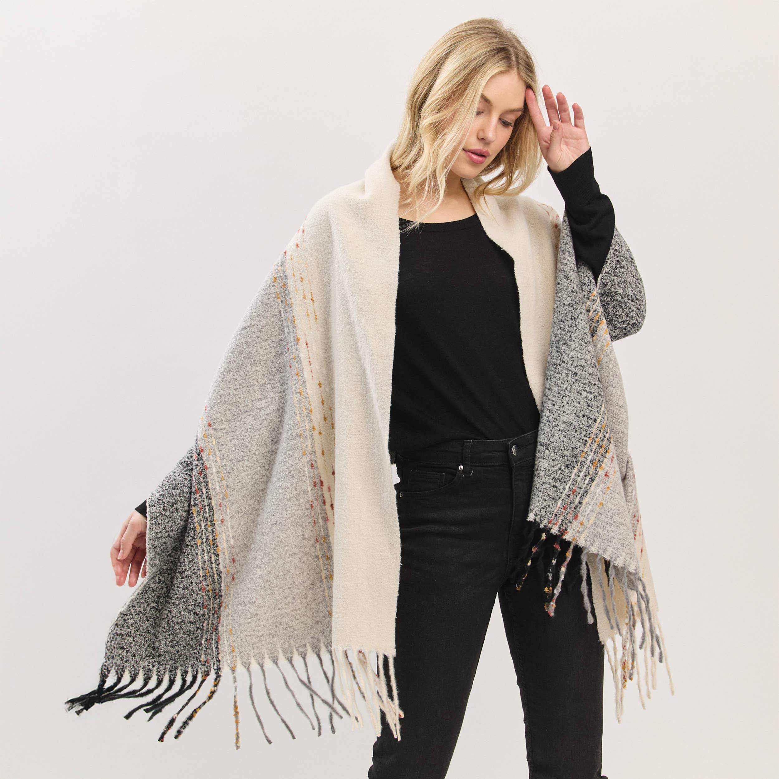 Subtle Stitch Fringe Oblong Scarf