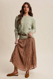 Floral Cable Knit Sweater