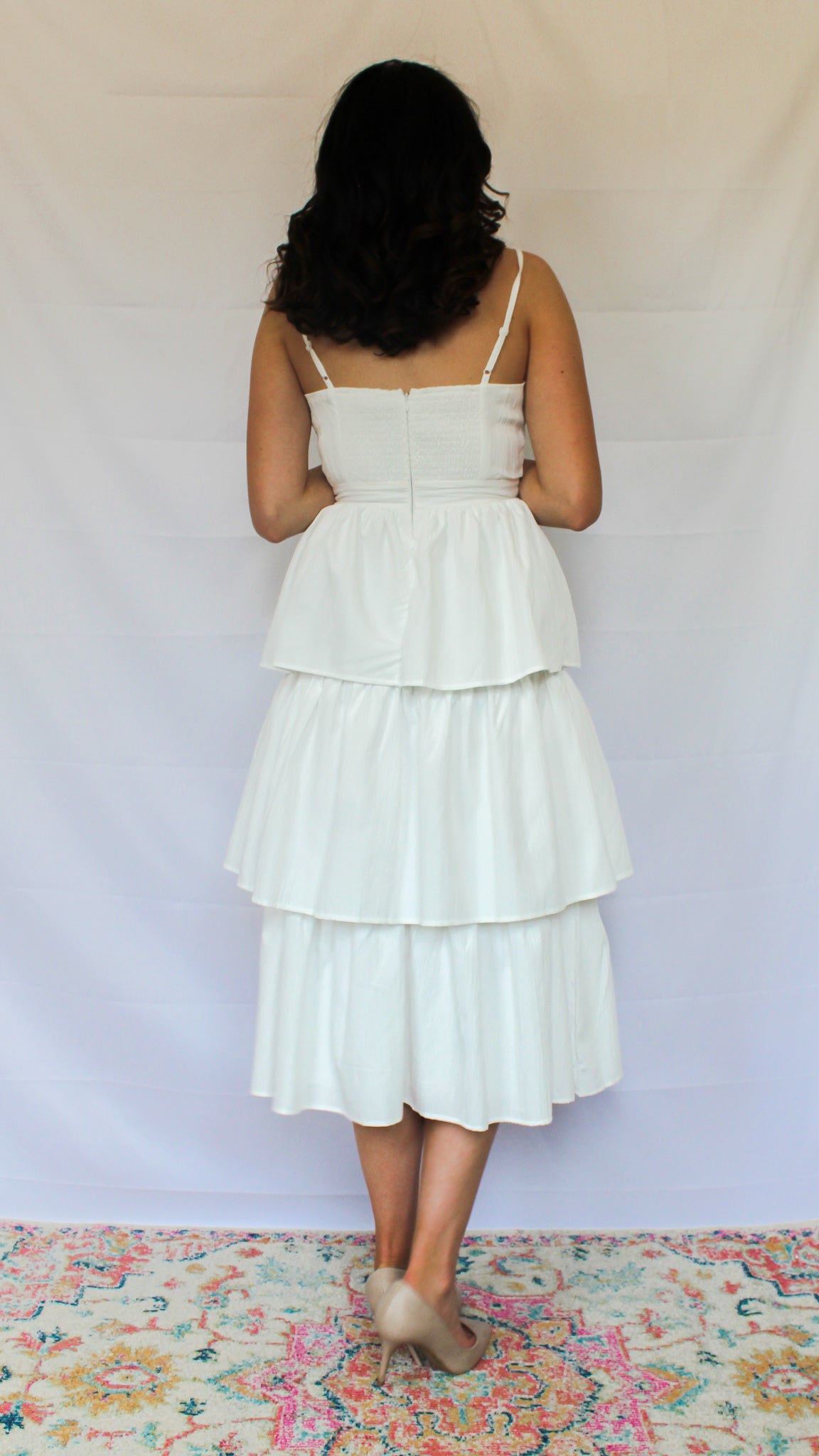 Bridal Bow Tiered Midi Dress