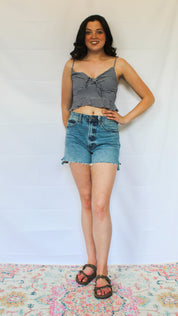 Gingham Tie Front Tank Top