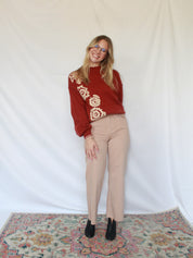 Embroidered Large Flower Sweater