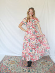 Fall Printed Smocked Maxi Dress