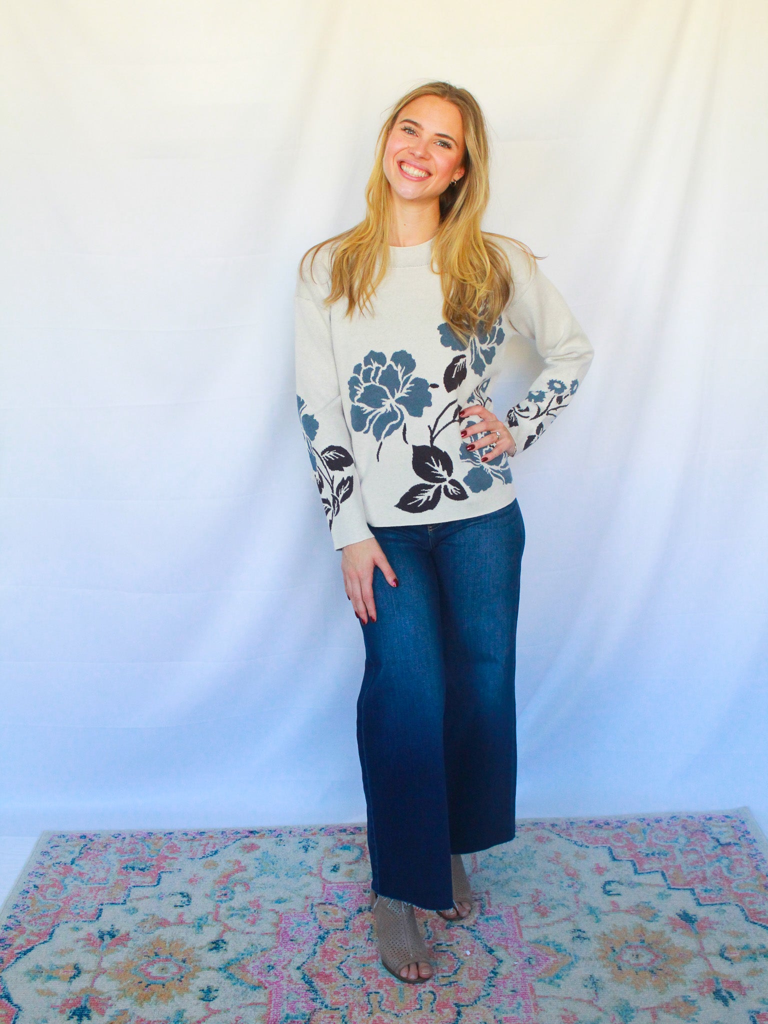 Flower Jacquard Sweater