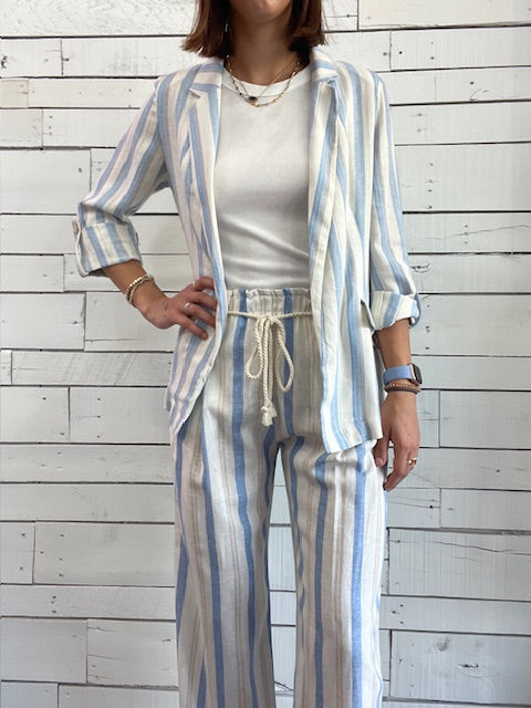 Drawstring Stripe Linen Pants