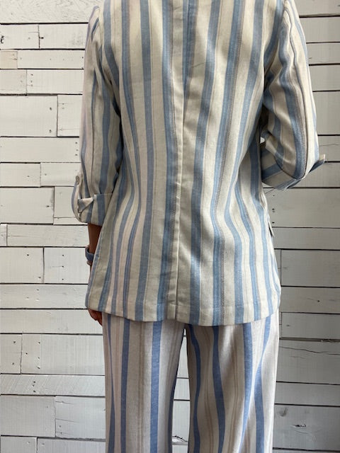 Drawstring Stripe Linen Pants