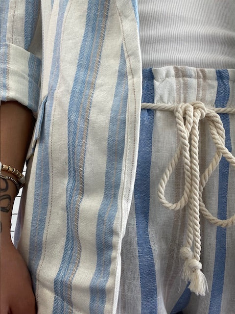 Drawstring Stripe Linen Pants