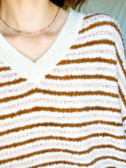 Textured Stripe V-Neck Sweater