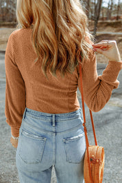 Textured Scoop Neck Long Sleeve Top