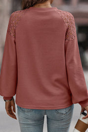 Lace Long Sleeve Textured Pullover Top