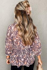 Boho Flower 3/4 Sleeve Top