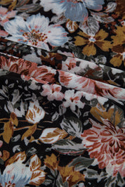 Floral Long Sleeve High Neck Mesh Top