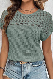 Lace Patchwork Short Sleeve Top