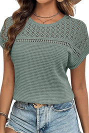 Lace Patchwork Short Sleeve Top