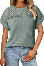 Lace Patchwork Short Sleeve Top