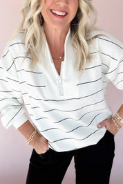 Quarter Zip Stripe Long Sleeve Top
