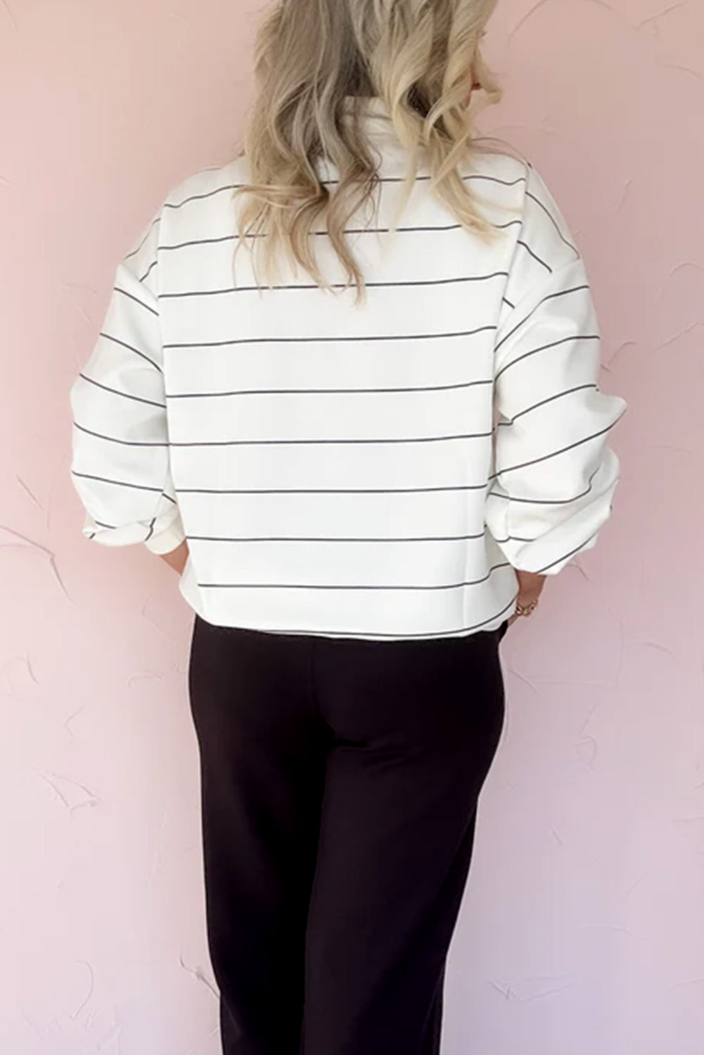 Quarter Zip Stripe Long Sleeve Top