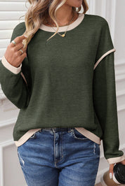 Contrast Color Trim Knit Sweater