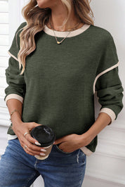 Contrast Color Trim Knit Sweater
