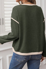 Contrast Color Trim Knit Sweater