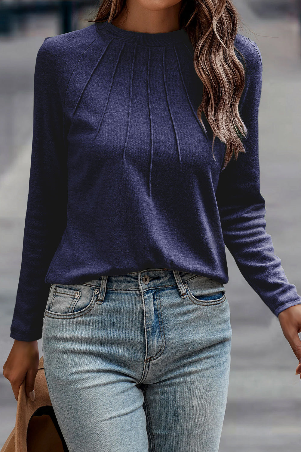 Seam Detail Raglan Long Sleeve Top