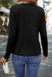 Asymmetric Seam Detail Long Sleeve Top