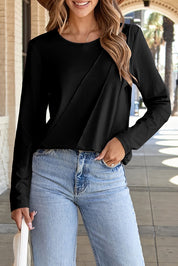 Asymmetric Seam Detail Long Sleeve Top