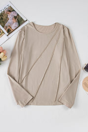 Asymmetric Seam Detail Long Sleeve Top
