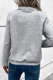Textured Knit Buttoned Kangaroo Pocket Sweatshirt