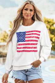 American Flag Graphic Drop Shoulder Loose Sweatshirt